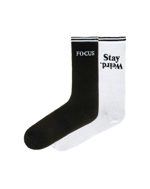 2 paires de chaussettes en coton blanc/noir