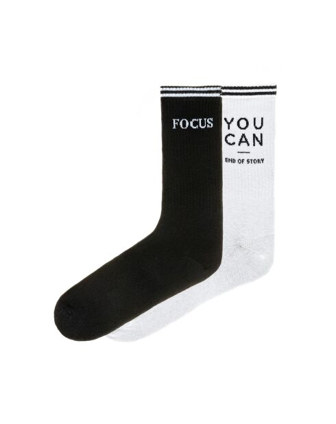 2 paires de chaussettes en coton blanc/noir