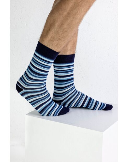2 paires de chaussettes en coton bleues