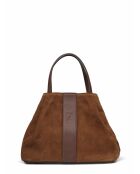 Sac en Velours de Cuir Pin Marron - 20,5x26,5x15,5 cm