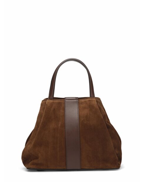 Sac en Velours de Cuir Pin Marron - 20,5x26,5x15,5 cm