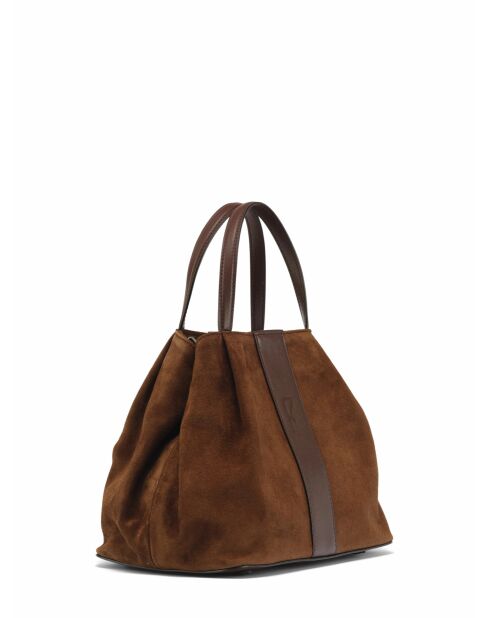 Sac en Velours de Cuir Pin Marron - 20,5x26,5x15,5 cm