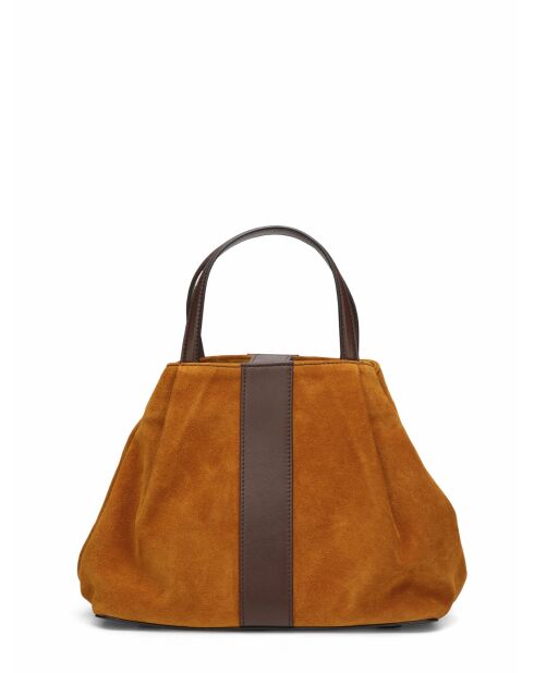 Fluwelen leren tas van Calendula Pine - 20,5x26,5x15,5 cm