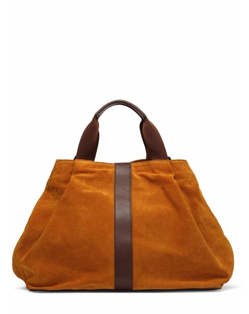 Sac en Velours de Cuir Pinasse Marron - 65x34x26 cm