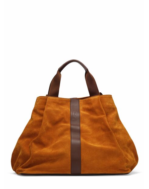 Sac en Velours de Cuir Pinasse Marron - 65x34x26 cm