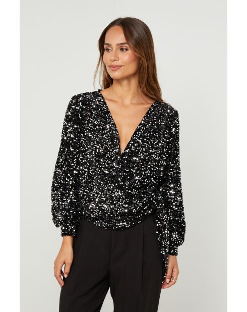 Mila schwarzes Top mit Pailletten