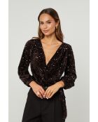 Mila braunes Top mit Pailletten