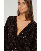 Mila braunes Top mit Pailletten