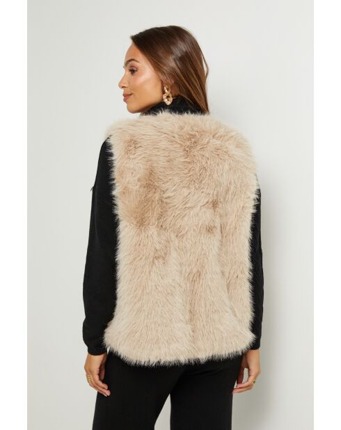 Gilet en fausse fourure sans manches Camille beige