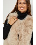 Gilet en fausse fourure sans manches Camille beige