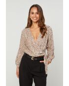Top Mila de lentejuelas beige