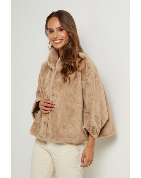Veste en fausse fourure Camille taupe