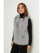 Gilet en fausse fourure sans manches Camille gris