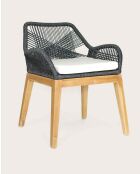 Lot de 4 chaises Santorini en teck massif et cordage gris