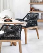 Lot de 4 chaises Santorini en teck massif et cordage gris