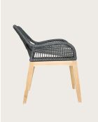 Lot de 4 chaises Santorini en teck massif et cordage gris