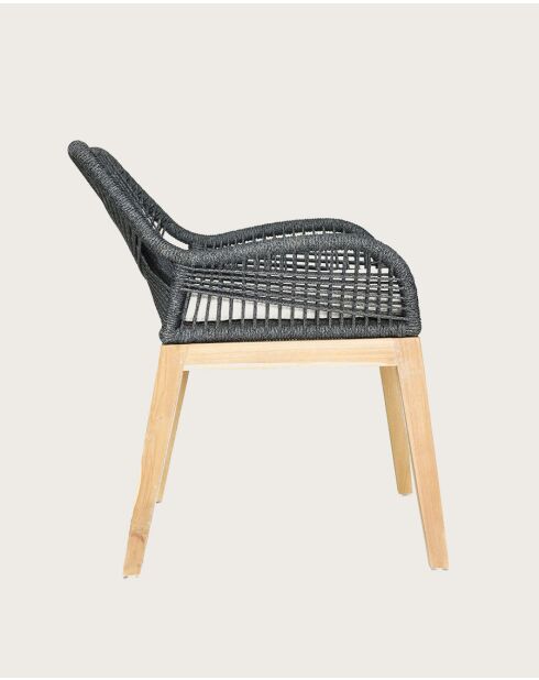 Lot de 4 chaises Santorini en teck massif et cordage gris