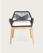 Lot de 4 chaises Santorini en teck massif et cordage gris