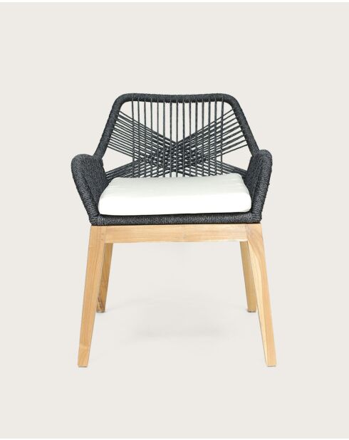 Lot de 4 chaises Santorini en teck massif et cordage gris