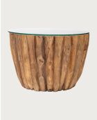 Woodle - Table Basse en Bois Massif avec Plateau en Verre