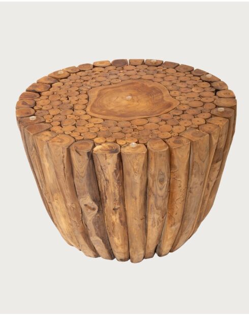 Woodle - Table Basse en Bois Massif avec Plateau en Verre