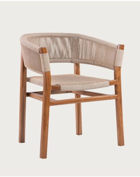 Kanoa - Chaise en teck massif et corde beige