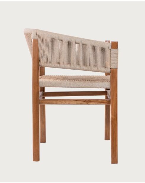 Kanoa - Chaise en teck massif et corde beige