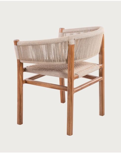 Kanoa - Chaise en teck massif et corde beige