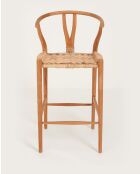 Hirosi - Chaise de bar en teck massif et rotin
