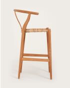Hirosi - Chaise de bar en teck massif et rotin