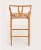Hirosi - Chaise de bar en teck massif et rotin
