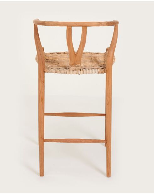 Hirosi - Chaise de bar en teck massif et rotin
