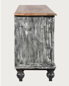 Lotus - Meuble TV cérusé en bois massif de manguier 150 cm