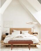 Khalari - Banc en cuir marron capitonné