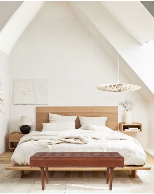 Khalari - Banc en cuir marron capitonné