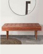 Khalari - Banc en cuir marron capitonné