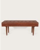 Khalari - Banc en cuir marron capitonné