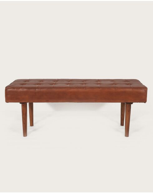 Khalari - Banc en cuir marron capitonné