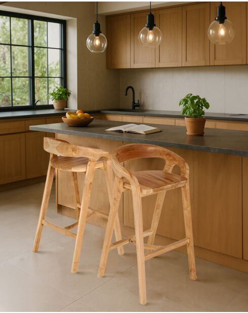 Carisma - Tabouret de bar en teck massif