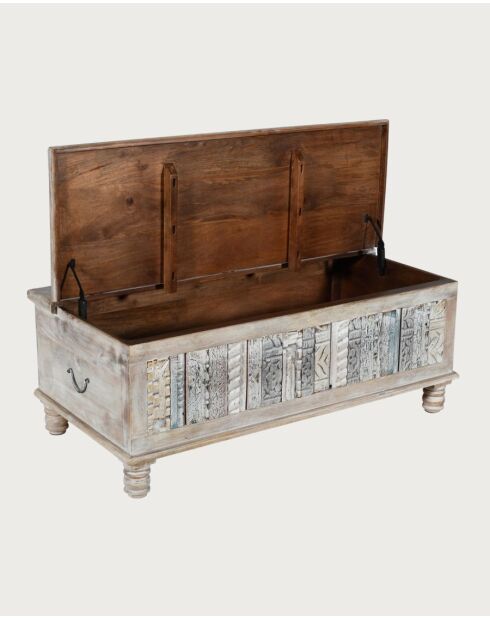 Viva - Coffre en bois massif sculpté 120 cm