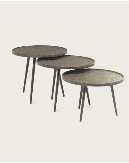 Soccoro - Table basse ronde gigogne en métal noir