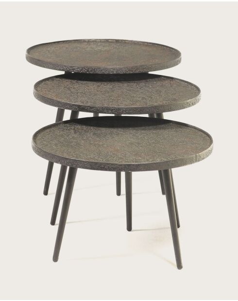 Soccoro - Table basse ronde gigogne en métal noir