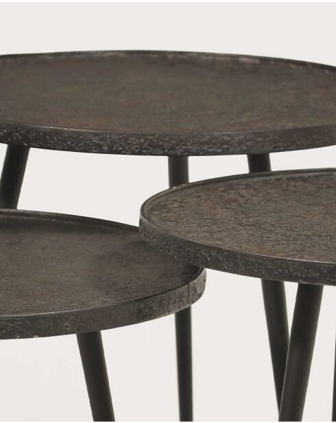 Soccoro - Table basse ronde gigogne en métal noir