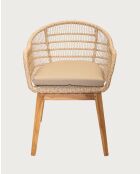 Lot de 2 chaises Maelie en teck massif et corde beige