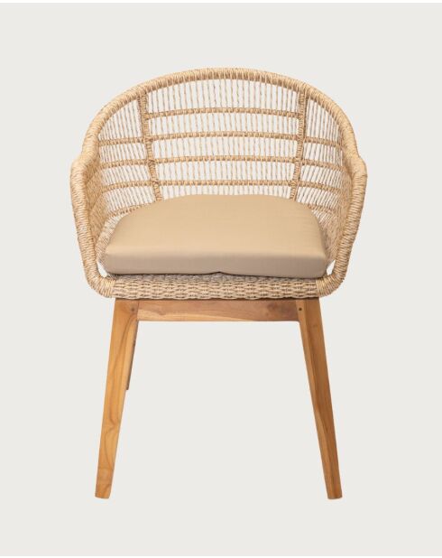 Lot de 2 chaises Maelie en teck massif et corde beige