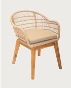 Lot de 2 chaises Maelie en teck massif et corde beige