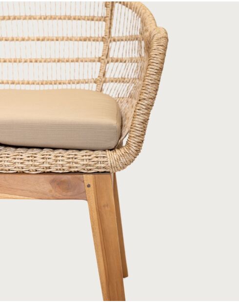 Lot de 2 chaises Maelie en teck massif et corde beige