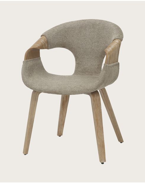 Gazy - chaise en tissu Taupe et bois blanchi