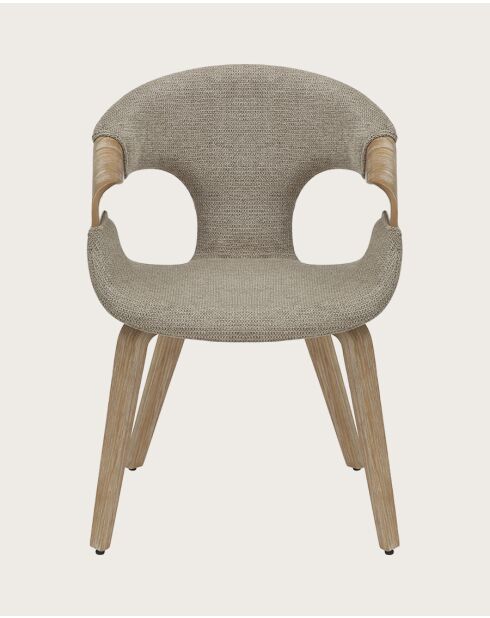 Gazy - chaise en tissu Taupe et bois blanchi