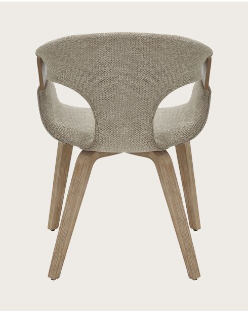 Gazy - chaise en tissu Taupe et bois blanchi
